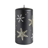 KERZE Frost Schwarz 7/7/10 cm Naturmaterial - Schwarz, Naturmaterialien (10cm) - Mondex