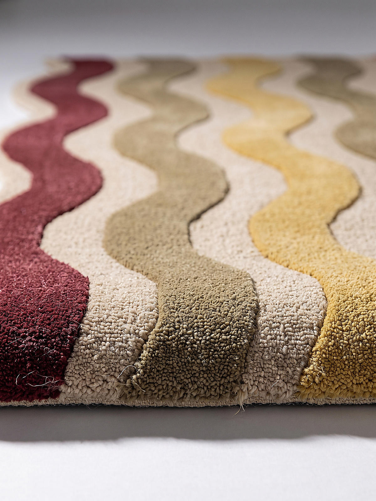 WOLLTEPPICH handgetuftet MONNOW, Wellenstreifen, Natur-Rot, 160 x 230 cm - Beige, Textil (160/230cm) - KADIMA DESIGN