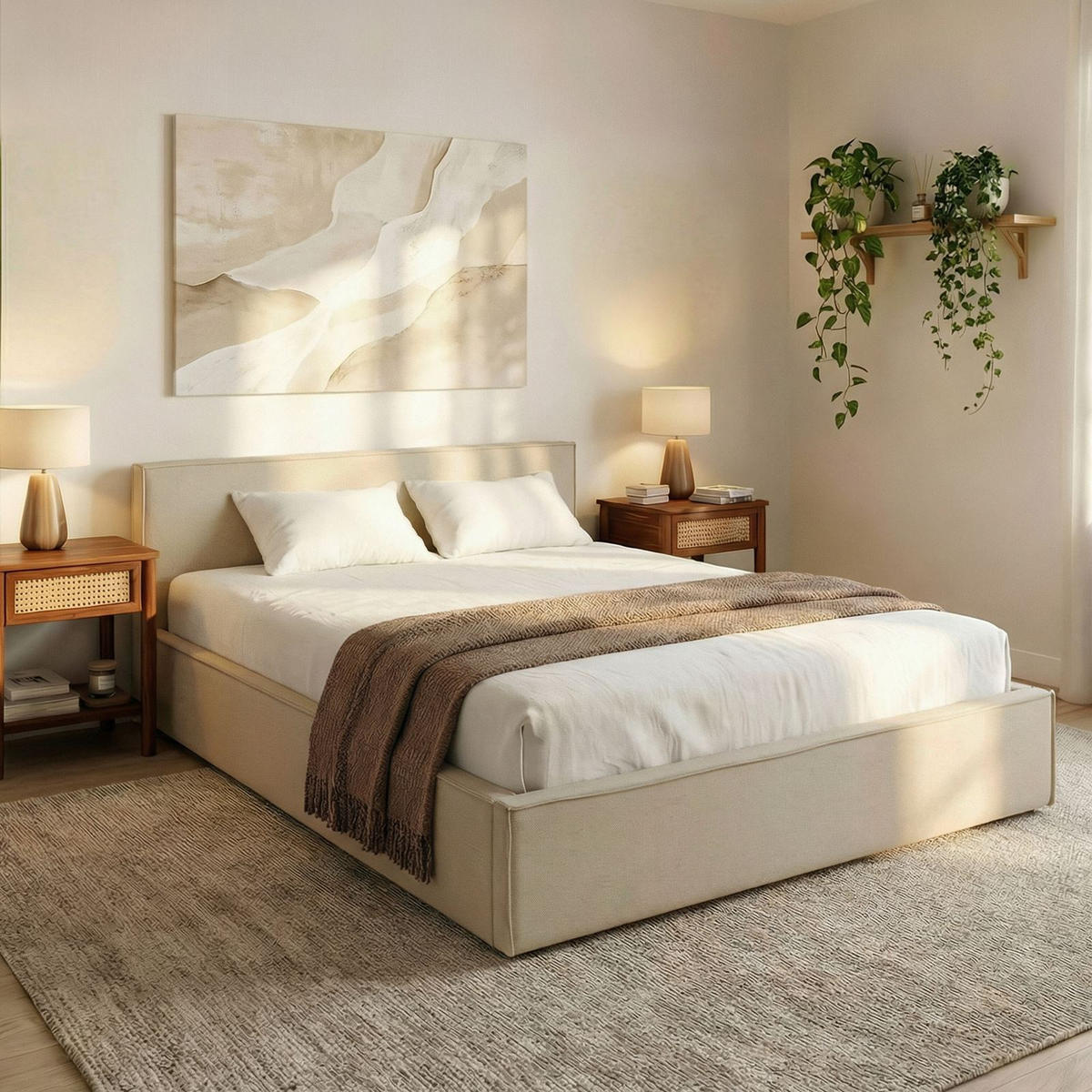 POLSTERBETT PESARO 160x200 cm beige - Beige, Textil (160/200cm) - IDIMEX