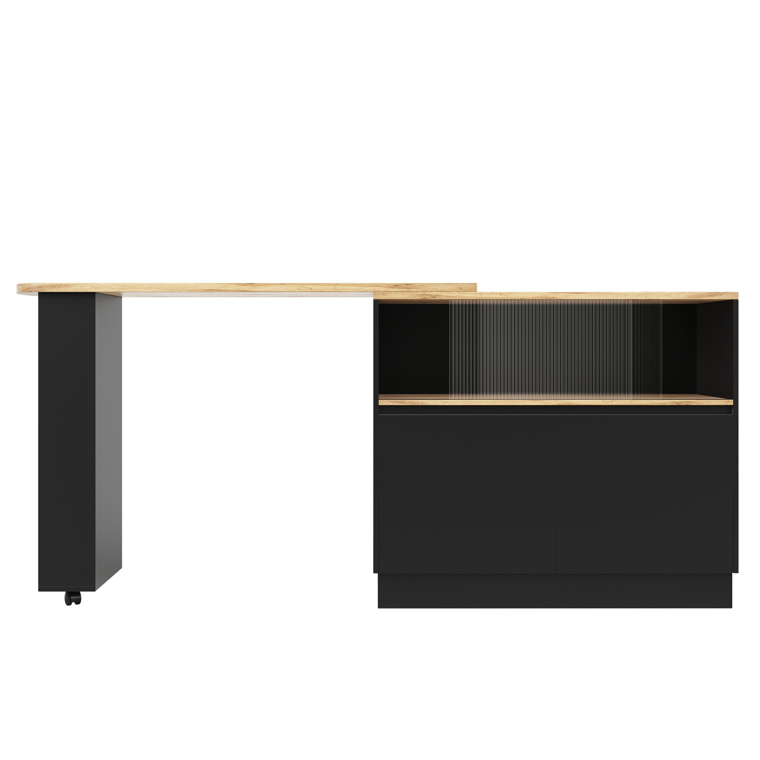 BARTISCH Schwarz 90-120/45/100-103 cm - Schwarz, Holz (45/90/100cm) - PANGIVO