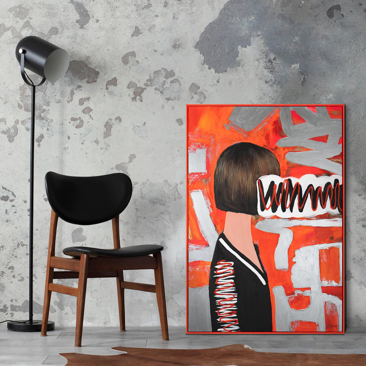 GEMÄLDE Abstrakte Emotion Schattenfugenrahmen Rot 140x100 cm - Rot, Holz (140/100cm) - YS-art gallery