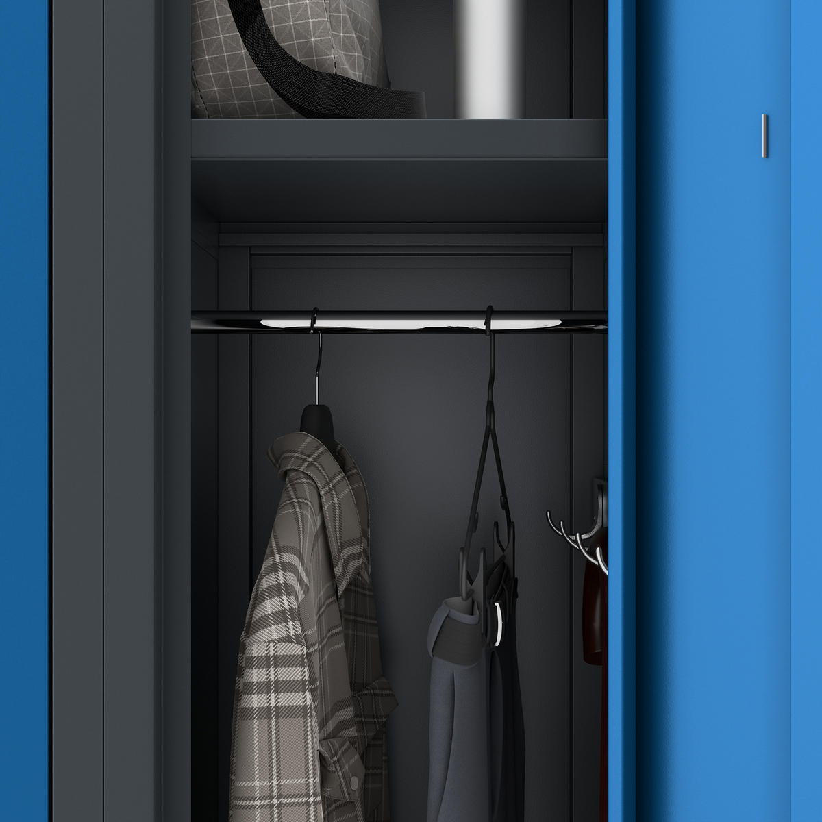 ZWEIFACH-PERSONALSCHRANK KACPER II 180x60x50 cm - Blau/Anthrazit, Metall (60/180/50cm) - Jan Nowak