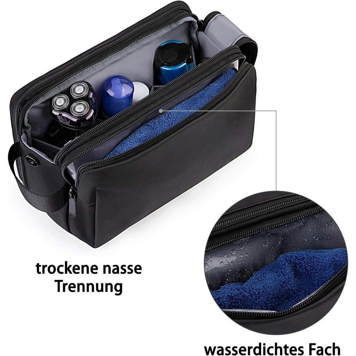 KULTURTASCHE Schwarz 25 x 14 x 15 cm - Schwarz, Kunststoff (13/16/26cm)