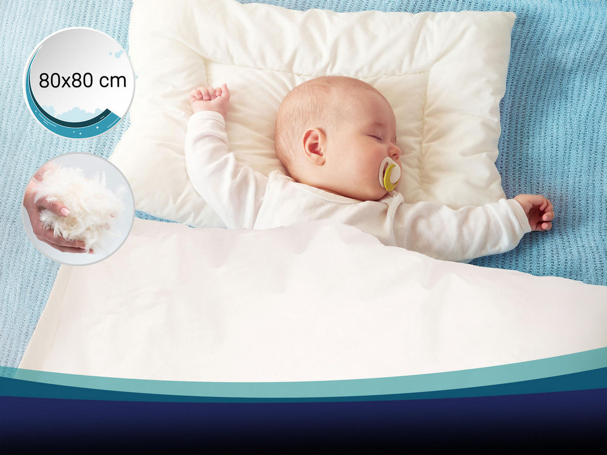 KINDERBETTDECKE, 80x80 cm, 70% Federn, 30% Daunen, Weiß - Weiß, Textil (80/80cm) - Zollner