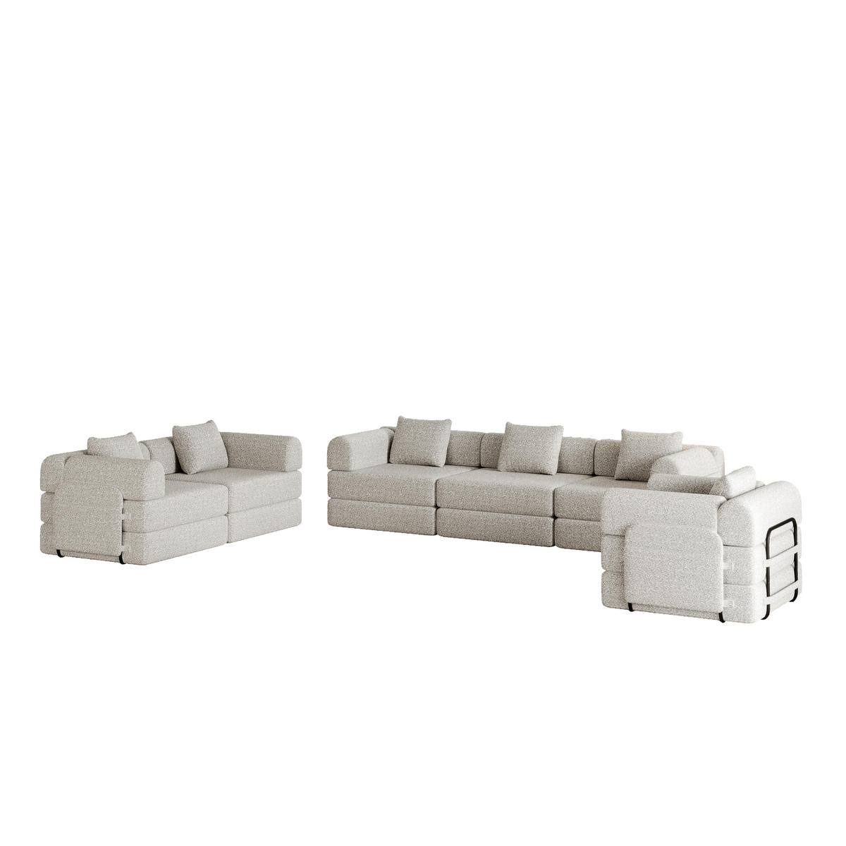 SITZGARNITUR DE-34539 modular Khaki - Sandfarben, Metall (183.8/69.8/274cm) - ComfortXL