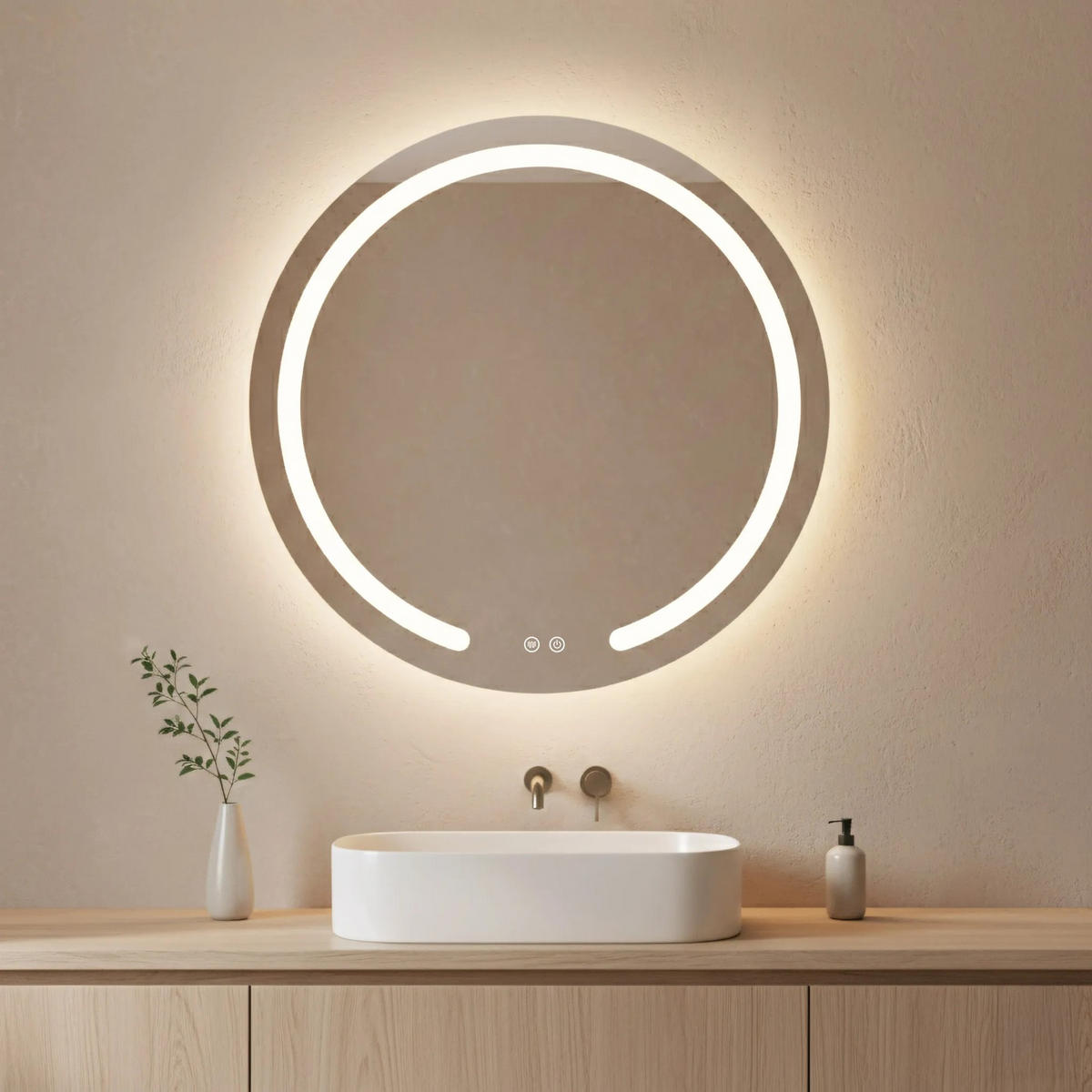 SPIEGEL Rea Led 70cm Modern - Transparent, Glas (70/70/2.5cm) - REA