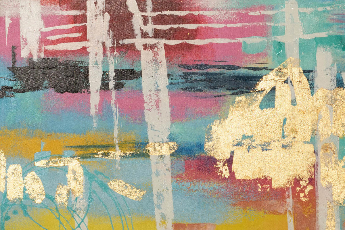 ACRYLBILD HANDGEMALT 80/80 cm - Blau/Gelb, Holz/Textil (80/80cm) - KUNSTLOFT