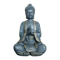 BUDDHA Figur - Anthrazit, Kunststoff (23/38/16cm) - Relaxdays
