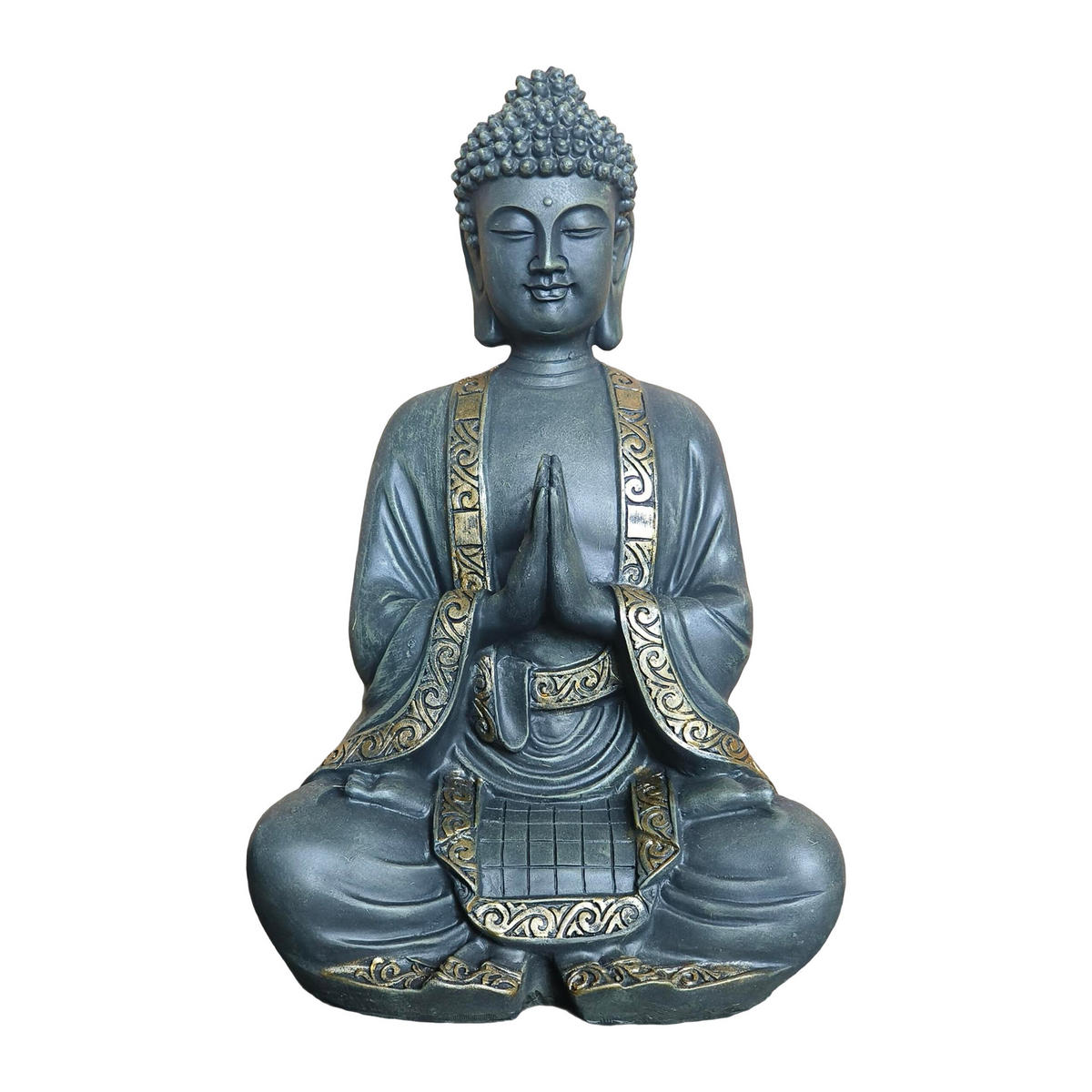 BUDDHA Figur - Anthrazit, Kunststoff (23/38/16cm) - Relaxdays