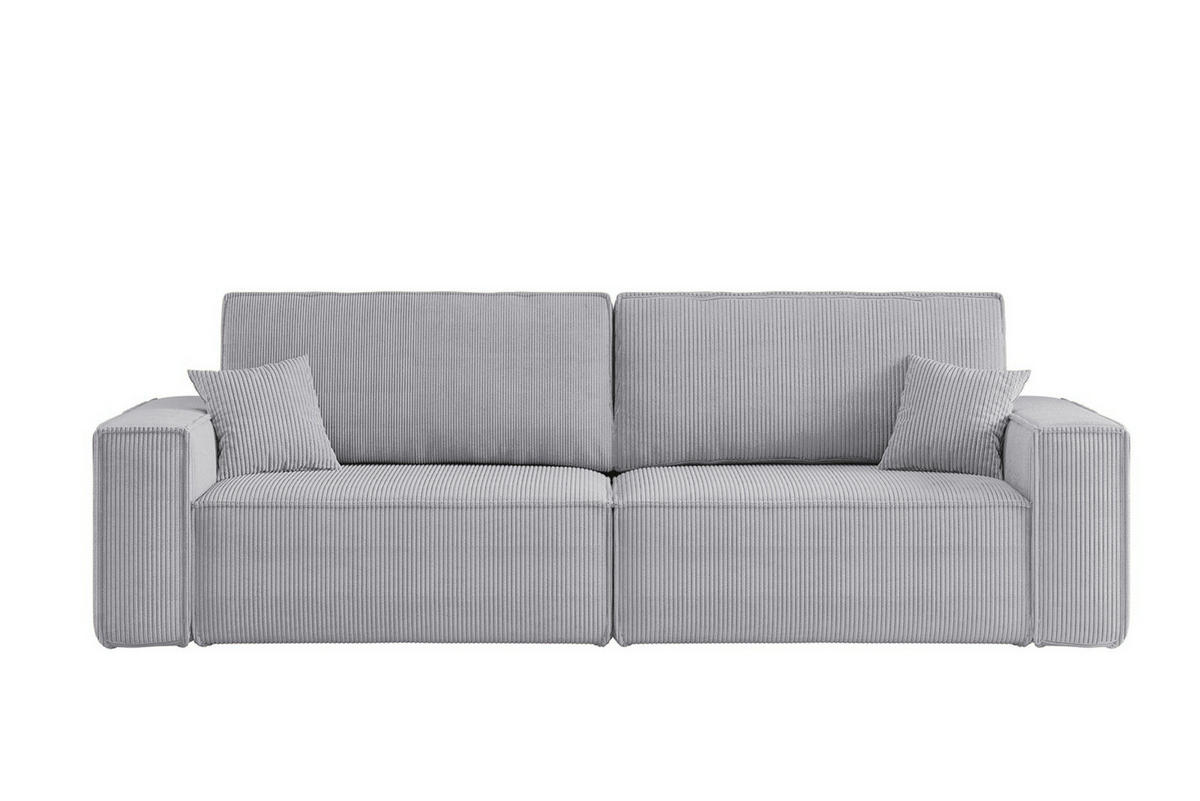 SCHLAFSOFA HUGO, Sofa mit Schlaffunktion und Bettkasten, Farbe: Grau, Cordstoff - Grau, Textil (244/83/98cm) - VENASI MÖBEL