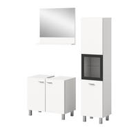 BADMÖBEL-SET weiß 3-teilig 100 cm, Kombination hängend oder stehend - Weiß, Glas/Holzwerkstoff (102/186/33cm) - Inn.Furn