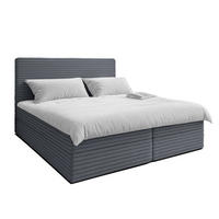 BOXBETT SEVDAYLA 180x200 cm mit Bettkasten und Matratze - Grau - Schwarz/Grau, Holz/Holzwerkstoff (180/200cm) - AX Living