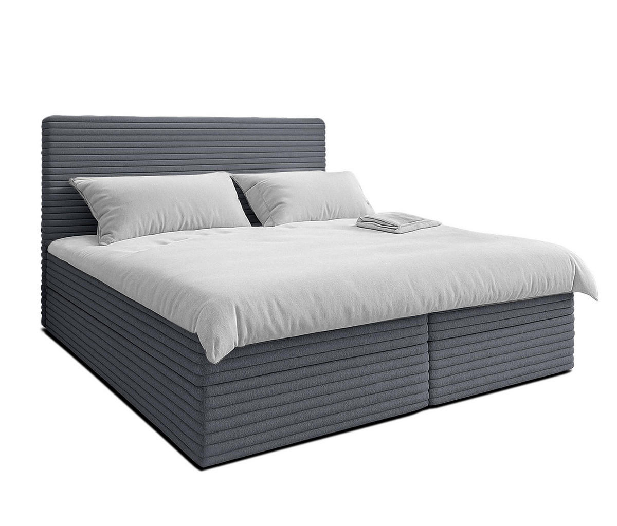 BOXBETT SEVDAYLA 180x200 cm mit Bettkasten und Matratze - Grau - Schwarz/Grau, Holz/Holzwerkstoff (180/200cm) - AX Living