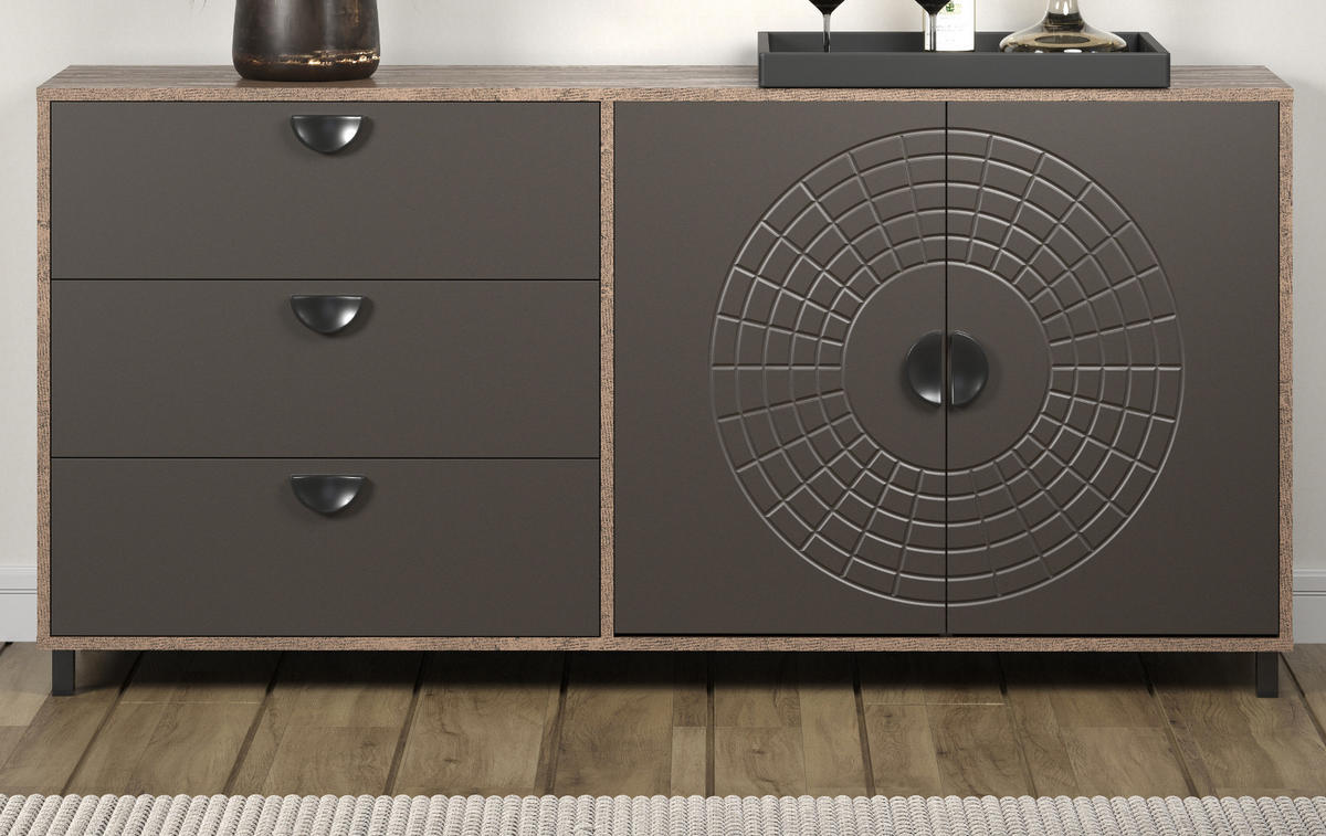 SIDEBOARD Bronze und Rostoptik 176 cm, Kommode mit Soft-Close - Rostfarben/Schwarz, Holzwerkstoff/Metall (176/86/42cm) - Top.Furn