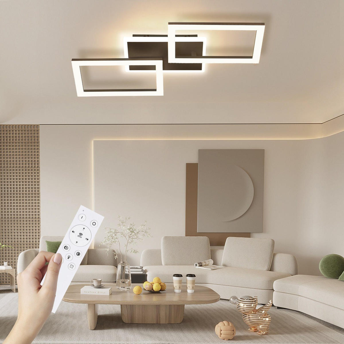 LED-DECKENLEUCHTE Barbara 55/35/4 cm - Schwarz, Metall (55/35/4cm) - Nettlife