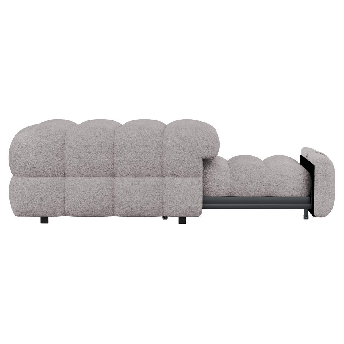 BETT 183/76 cm in Grau aus Teddy-Stoff, 2-in-1 ausziehbar - Grau, Textil (70/180cm) - Flora Grace