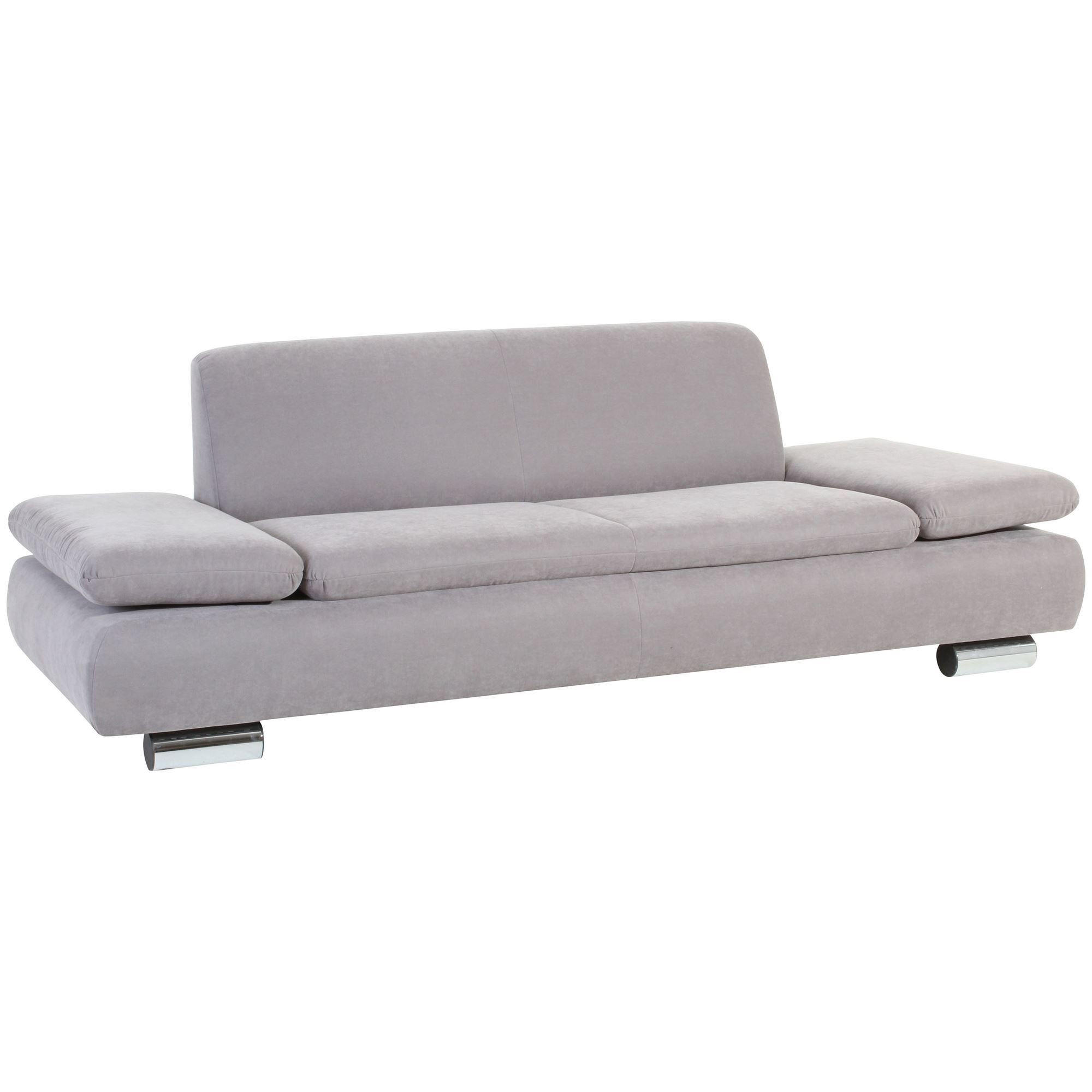 SOFA 2,5-Sitzer Kaye Bezug Veloursstoff Metallfuß verchromt / silber - Grau, Kunststoff (221/76/90cm) - 58aufmkessel