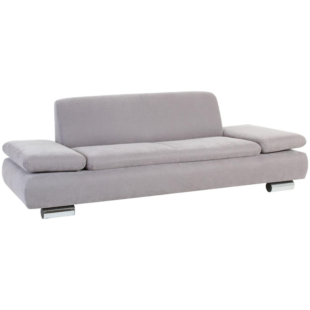 SOFA 2,5-Sitzer Kaye Bezug Veloursstoff Metallfuß verchromt / silber - Grau, Kunststoff (221/76/90cm) - 58aufmkessel