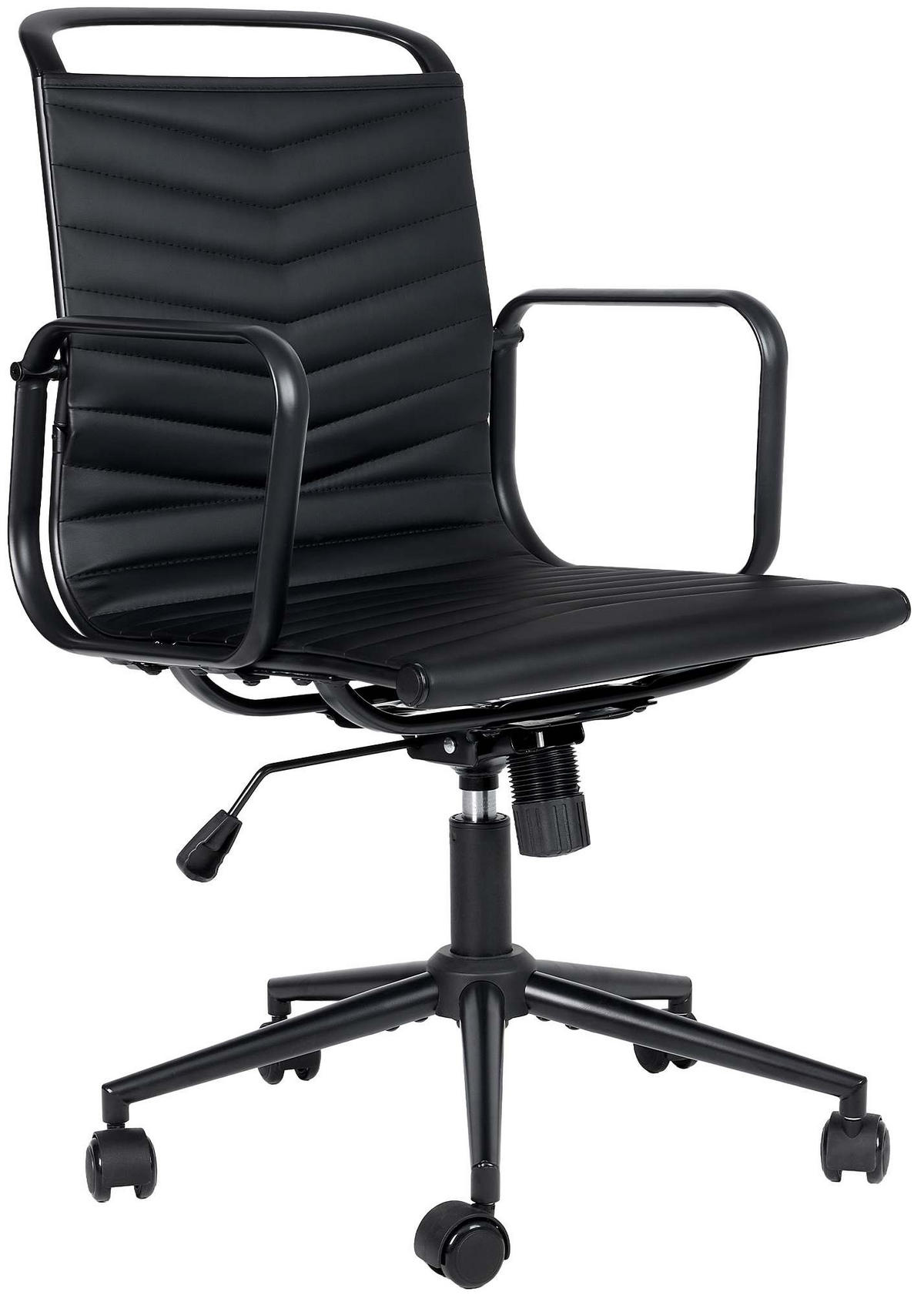 CHEFSESSEL Lederlook Schwarz - Schwarz, Textil/Metall (54/93/65cm) - CLP