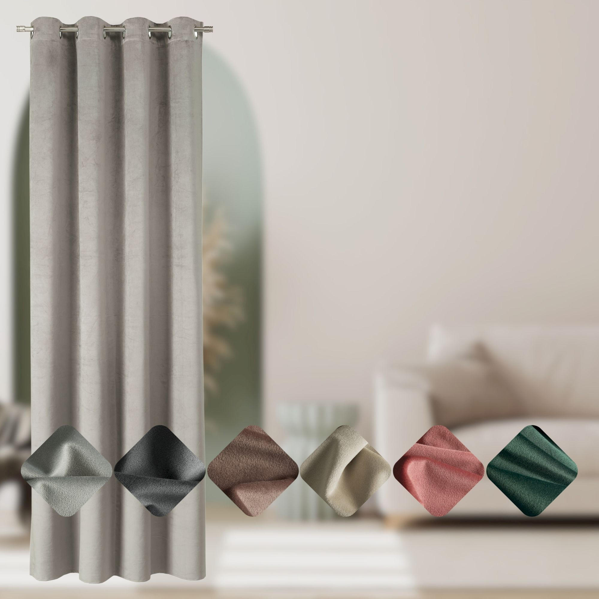 ÖSENVORHANG VELVET SIGNATURE - Grau, Textil (140/1/250cm) - Tom Tailor