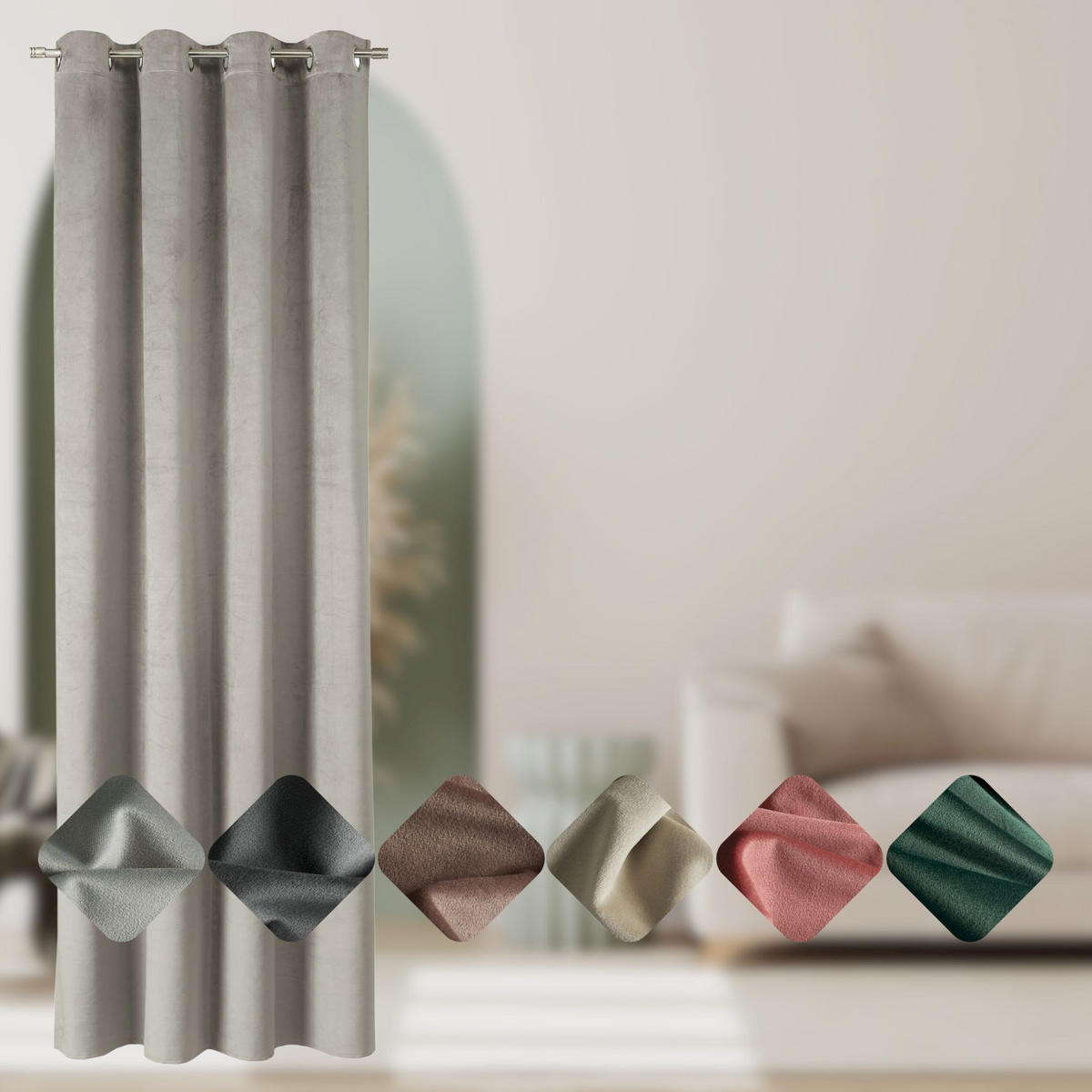 ÖSENVORHANG VELVET SIGNATURE - Grau, Textil (140/1/250cm) - Tom Tailor