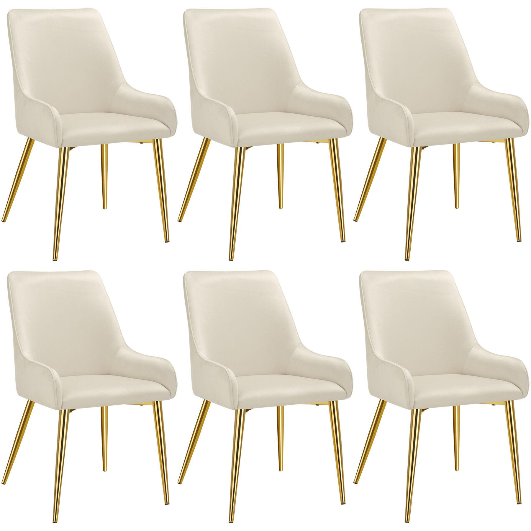 POLSTERSTUHL 6er Set Avane 52 x 61 x 89 cm beige - Beige, Textil (52/89/61cm) - tectake