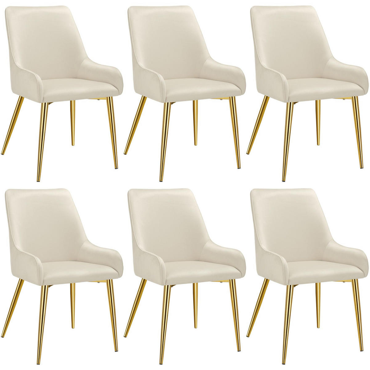 POLSTERSTUHL 6er Set Avane 52 x 61 x 89 cm beige - Beige, Textil (52/89/61cm) - tectake