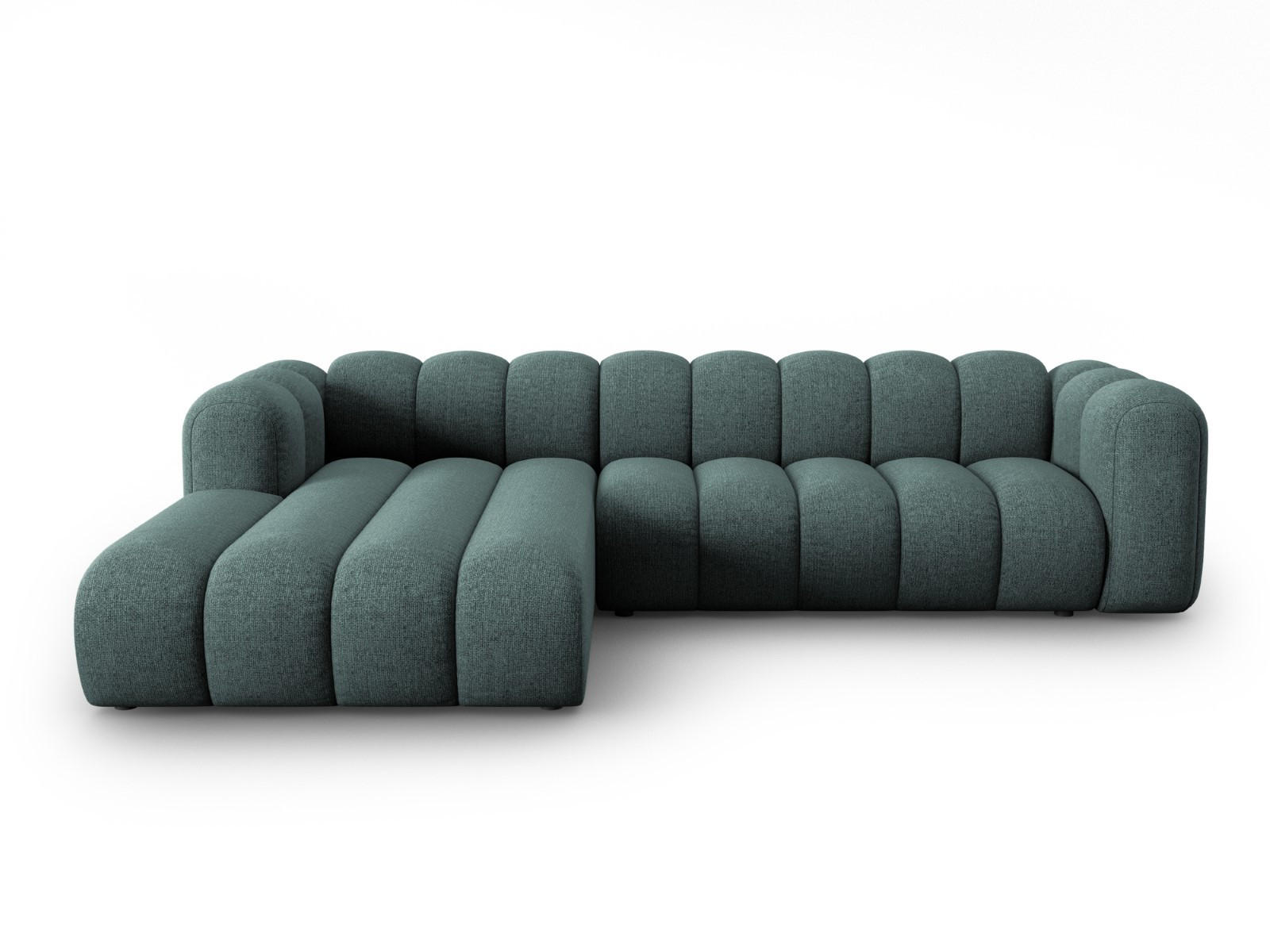 ECKSOFA modular links Lupine aus Chenille-Stoff petrol 4 Sitzplätze - Petrol, Textil (177/290cm) - Micadoni