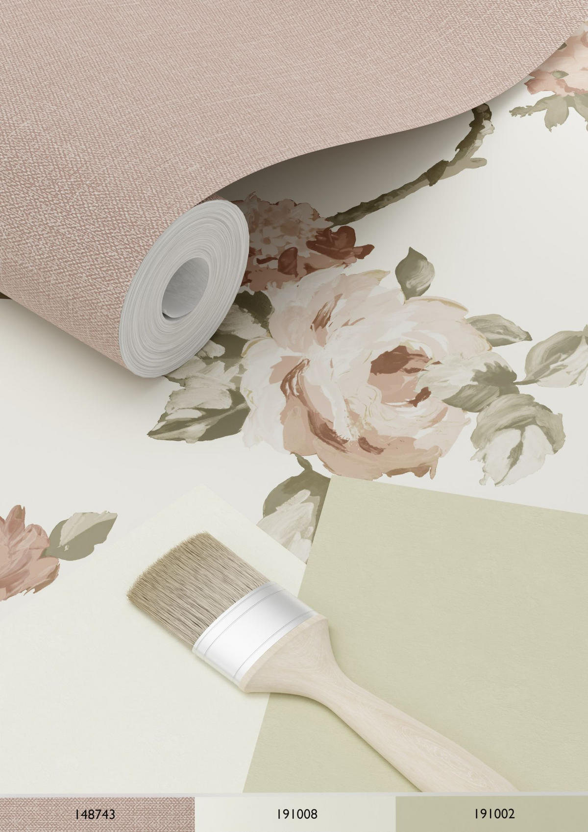 TAPETE Blumenmuster 53 cm x 10.05 m - Beige, Papier (53/1000cm) - ESTAhome