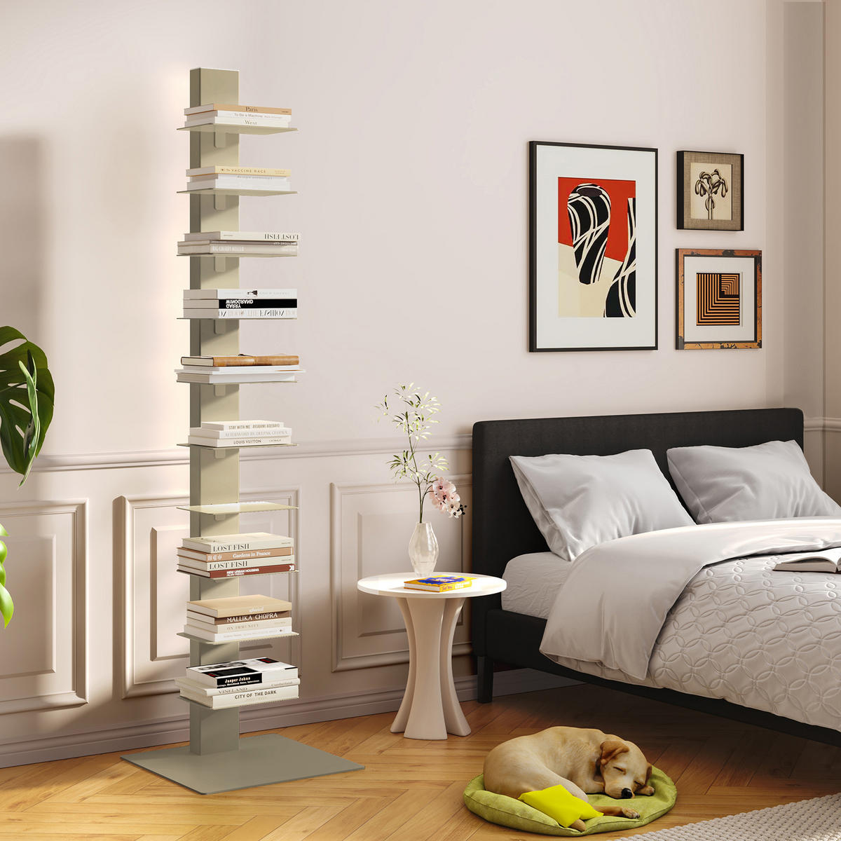 KNIHOVNA Eksjö - béžová, kov (39/150/39cm) - [en.casa]