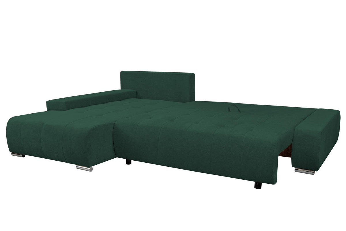 ECKSOFA Bloom mit Bettkasten und Schlaffunktion L-Form - Grün, Textil (267/185cm)