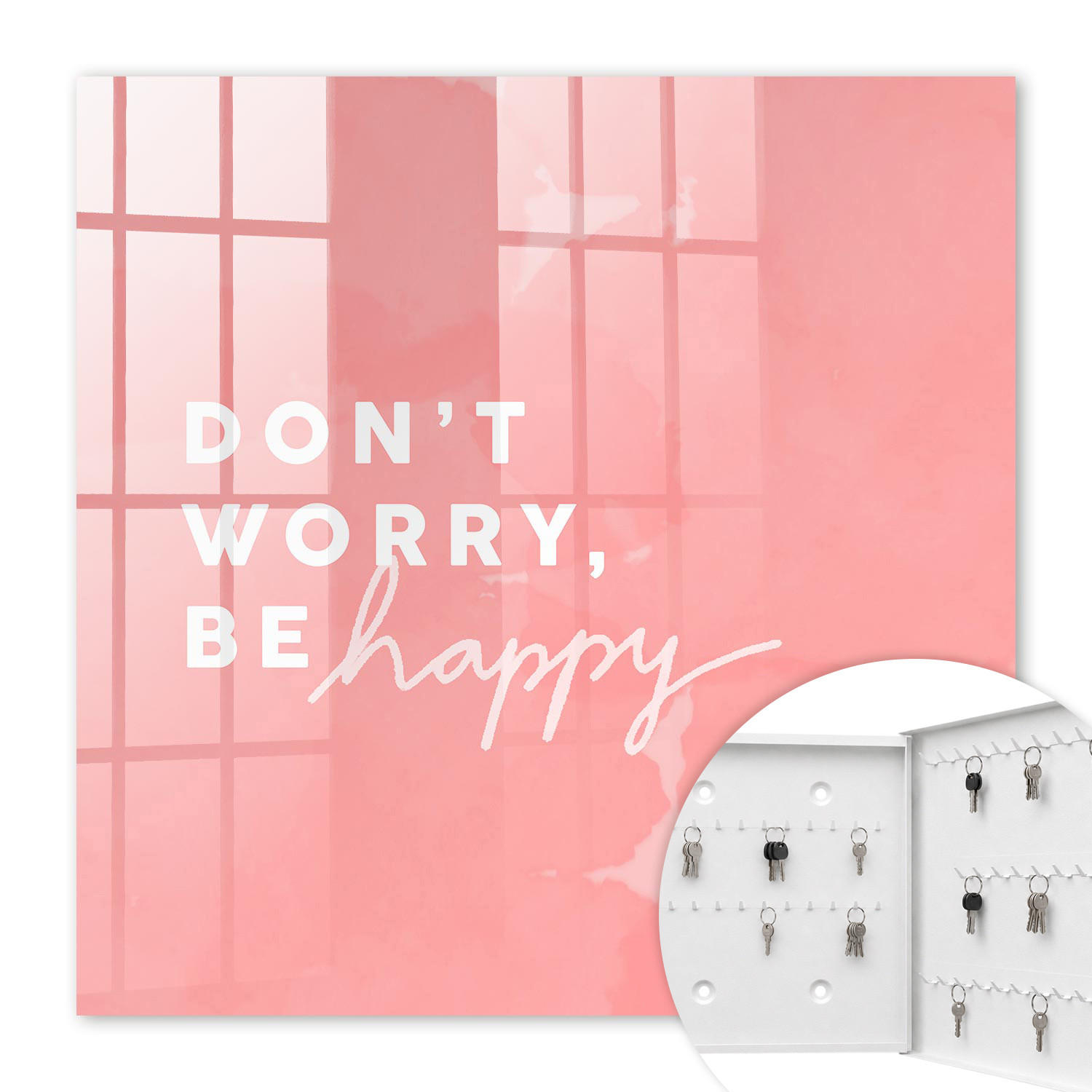 SCHLÜSSELBOX Weiß 30x30 cm – Türöffnung nach rechts - Positive Inspiration - Pink, Metall (30/30/5cm) - TULUP