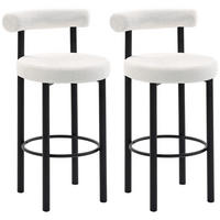 BARHOCKER 2er-Set DE-14818 gepolstert mit Boucle-Bezug Weiß - Weiß, Metall (50/98/52.5cm) - ComfortXL