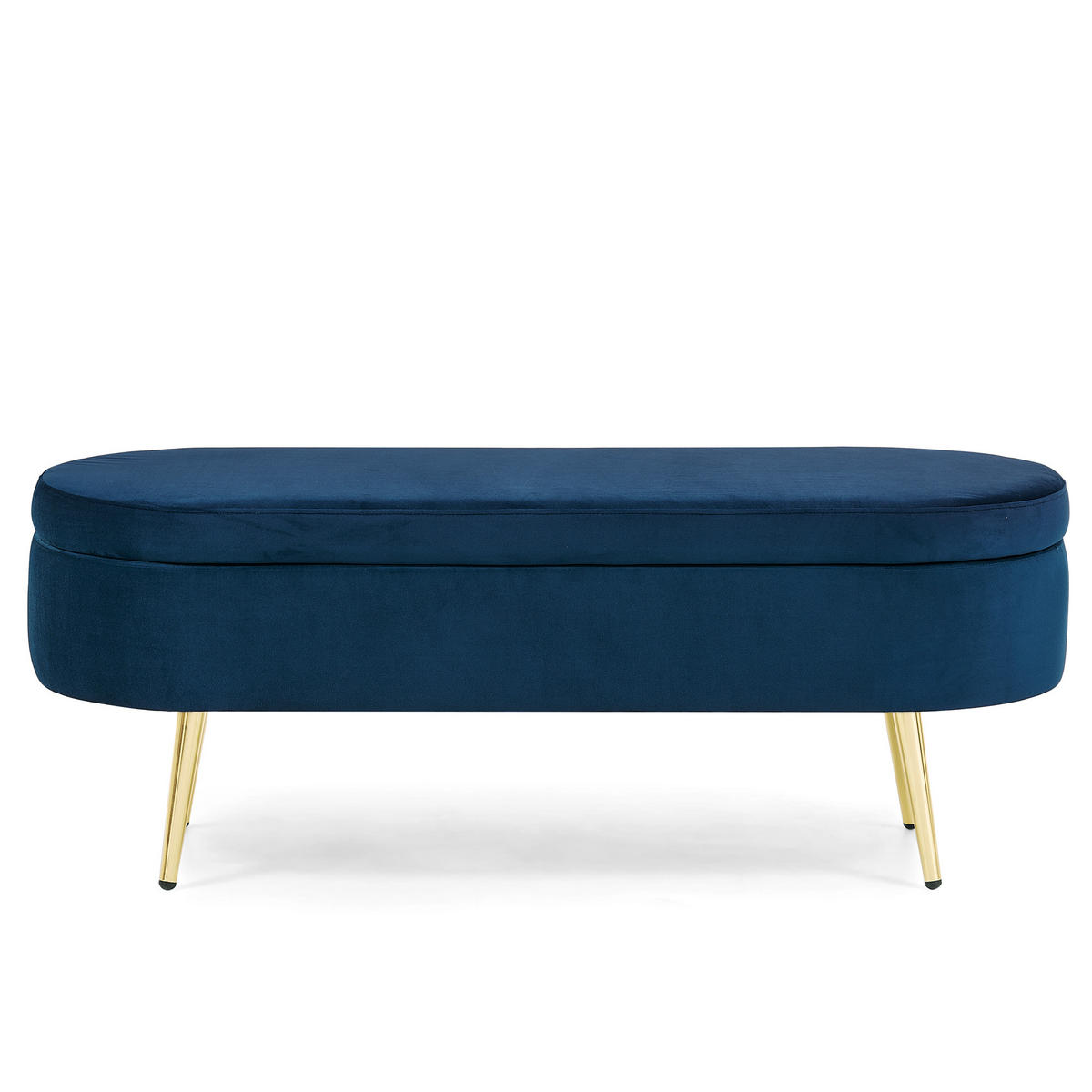 AUFBEWAHRUNGSTRUHE velvet & gold 110 cm - Dunkelblau, Textil (110/42/40cm) - Urban Meuble