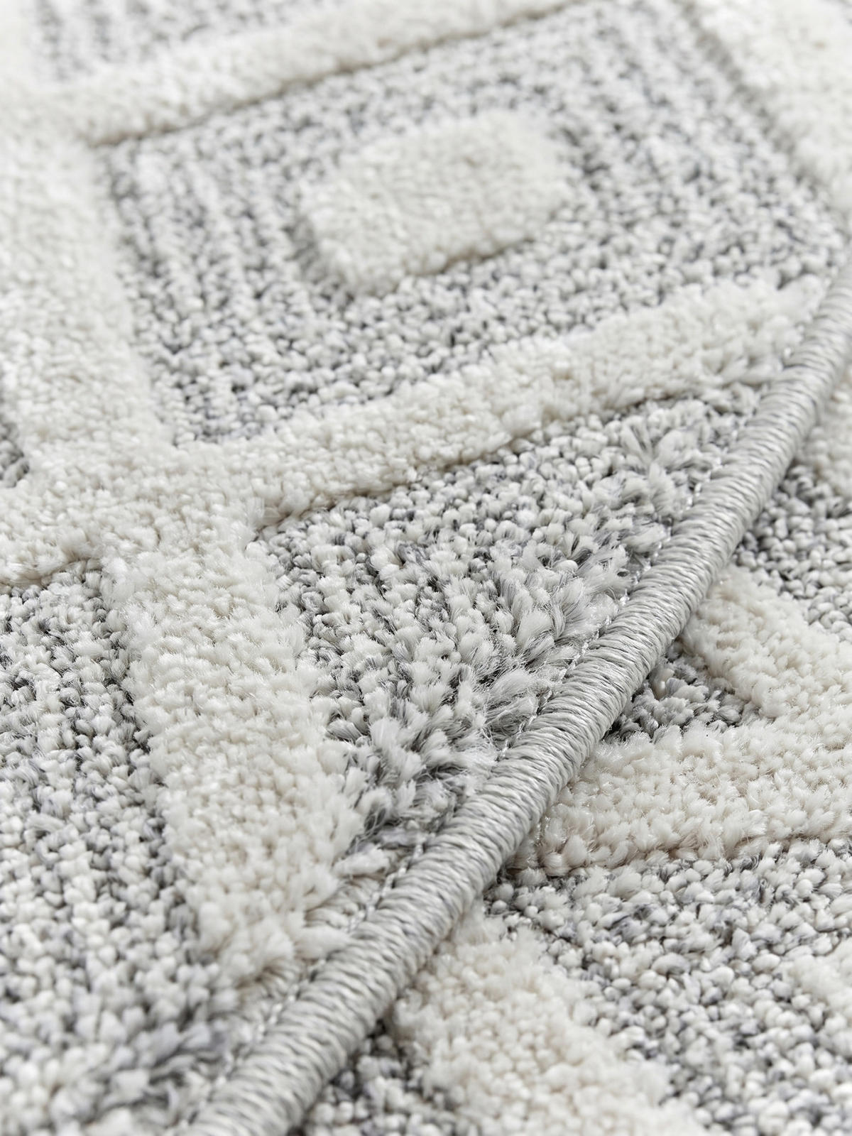 TEPPICH Wohnzimmer 3D Geometrisch Modern Waschbar OEKO-TEX Rund Grau 200x200 cm Gekettelt – EISACK - Grau, Textil (200/200cm) - KADIMA DESIGN