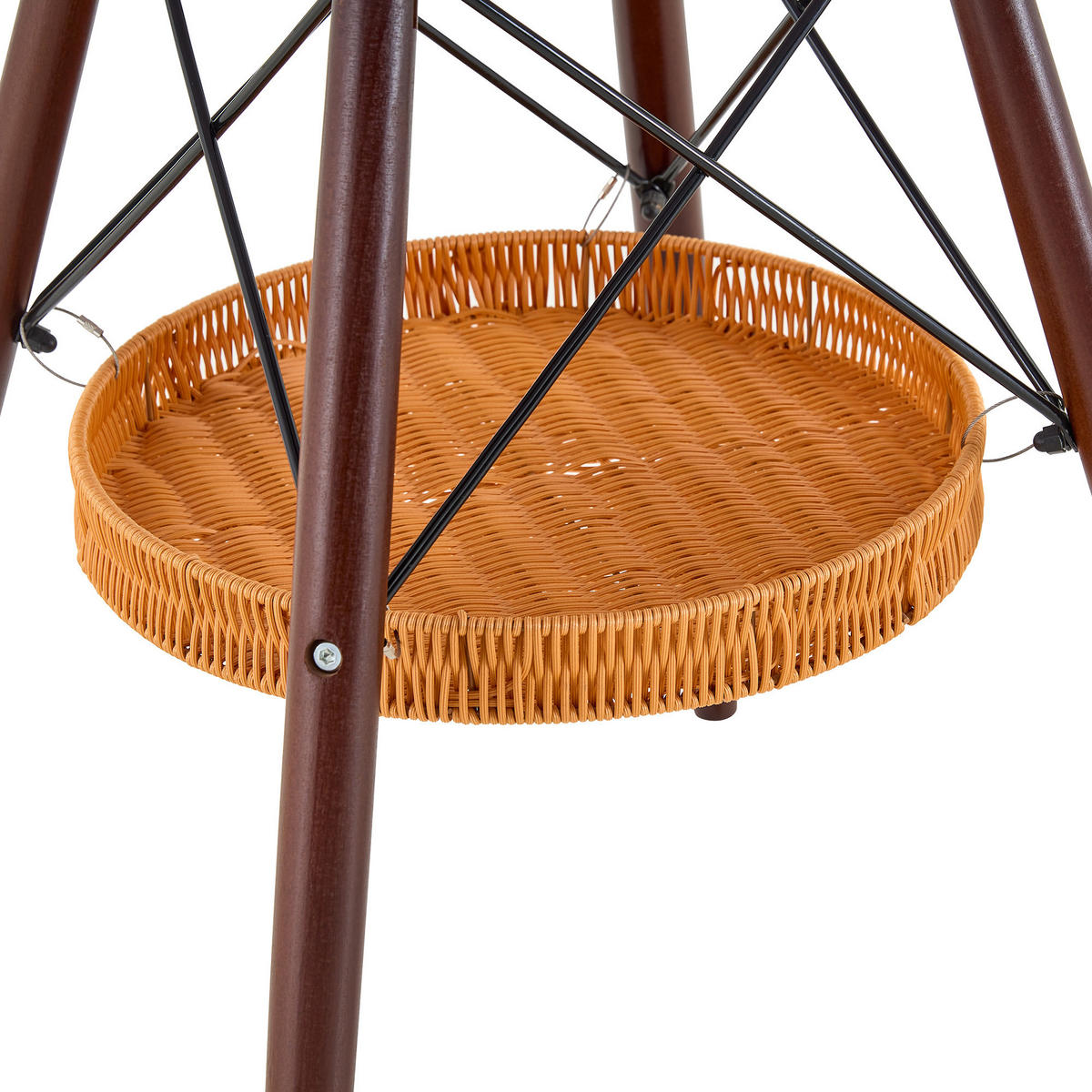 ESSTISCH in Eichefarben|Schwarz Küchentisch mit MDF-Tischplatte, Massivholzbeinen und geflochtener Ablage, B80/T80/H71.5cm - Eichefarben/Schwarz, Holzwerkstoff/Metall (80/80/71.5cm) - STILVORA