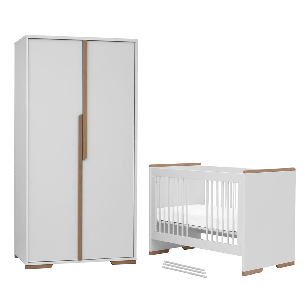 POKOJ PRO MIMINKO 2DÍLNÝ bílá a dřevo - bílá, kompozitní dřevo (125/87/66cm) - Petits-meubles