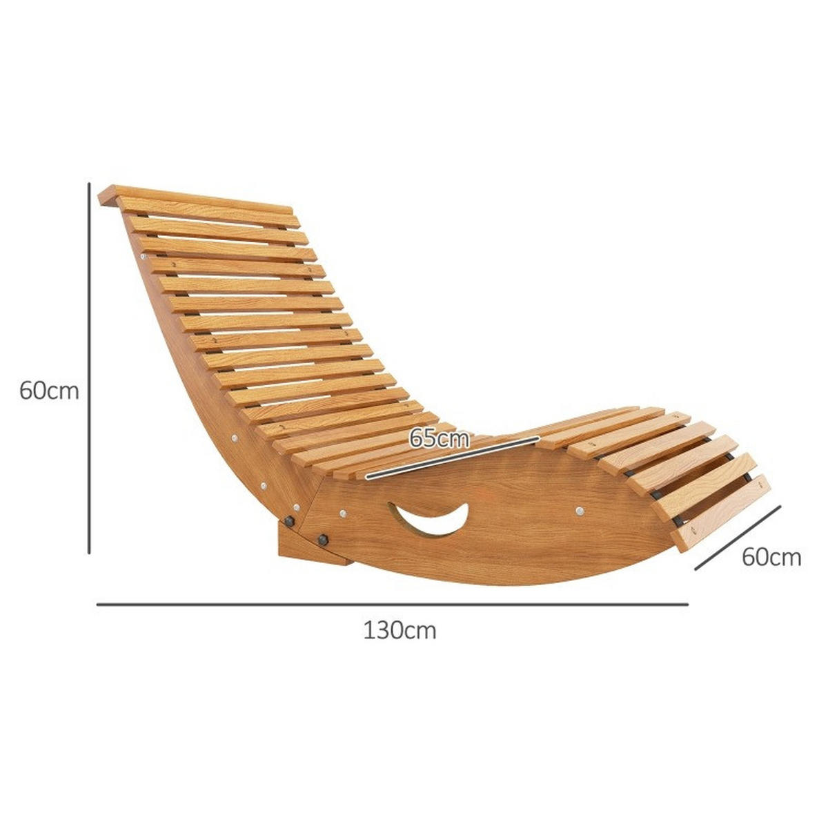 SCHAUKELLIEGE Garten-Schaukelstuhl 130/60/60 cm aus Holz mit verstellbarer Schaukelbasis Teak - Naturfarben, Holz (60/60/130cm) - Modenvie