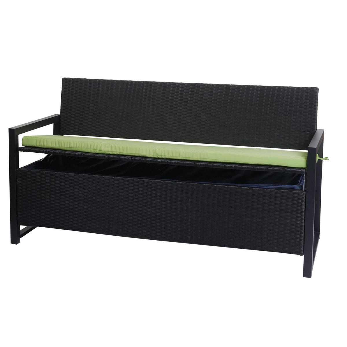 POLY-RATTAN 3ER SITZBANK Anthrazit, Grün - Anthrazit/Grün, Kunststoff (164/87/57cm) - MCW