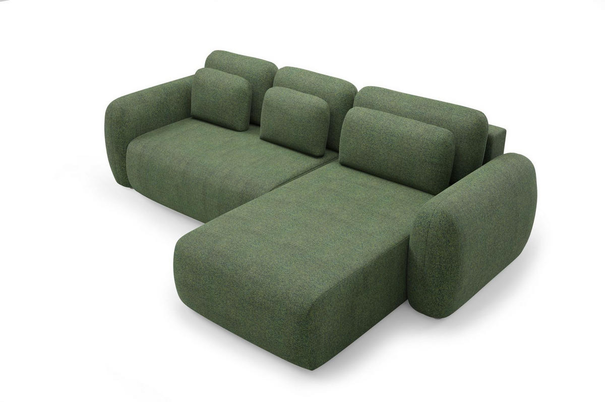 ECKSOFA Gaston Mit Schlaffunktion - Grün, Holzwerkstoff/Textil (304/190cm) - Fun Möbel