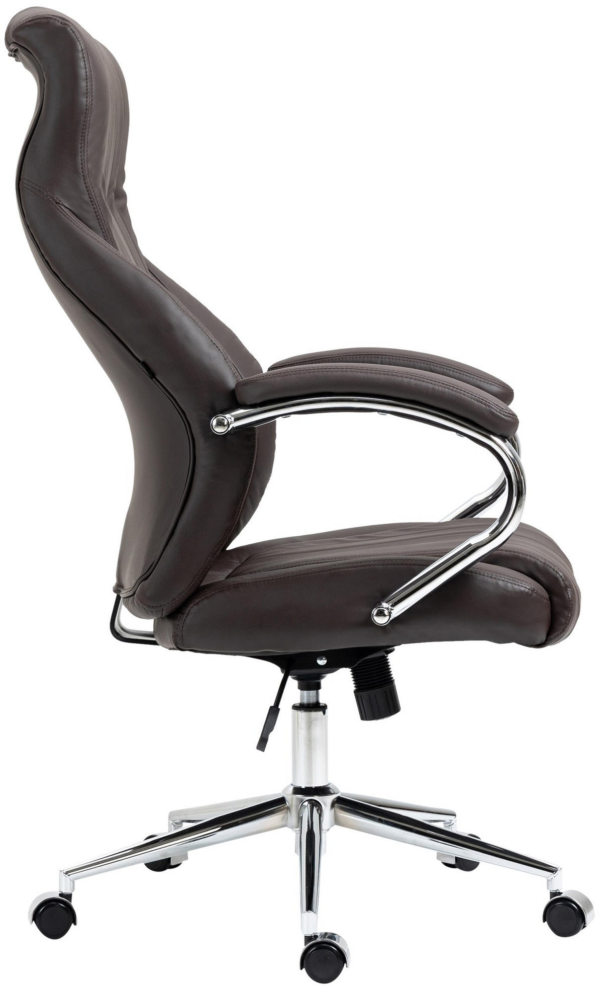 CHEFSESSEL Echtleder braun - Chromfarben/Braun, Leder/Metall (73/120/76cm) - CLP