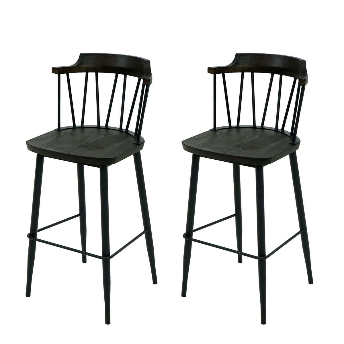 BARHOCKER G69B Schwarz 2er-Set - Schwarz, Holz (43/103/44cm) - MCW