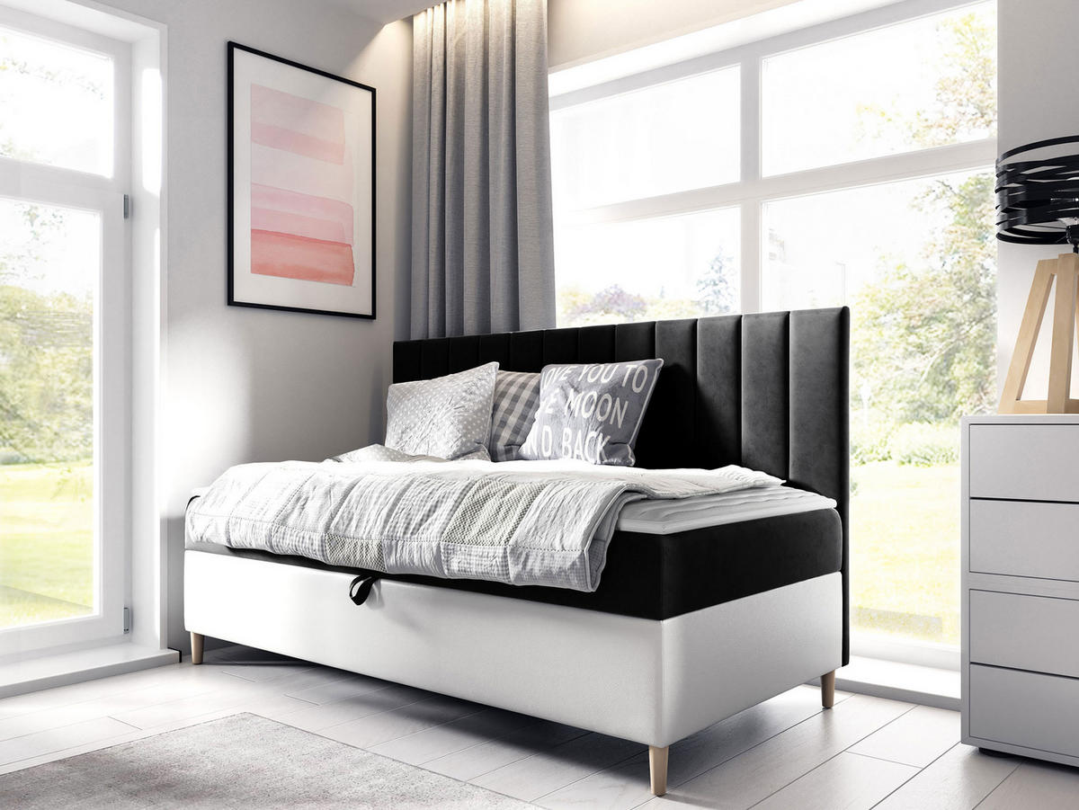 BOXBETT Maja Junior 2 - Schwarz/Weiß, Holz (100/200cm) - MIRJAN24
