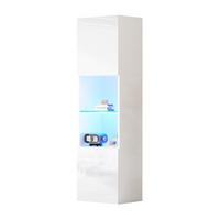 HOCHGLANZ-VITRINENSCHRANK aus Spanplatte 35x45x160 cm Weiß mit LED-Beleuchtung und Glasboden - Weiß, Holzwerkstoff (45/160/35cm) - IVMEU
