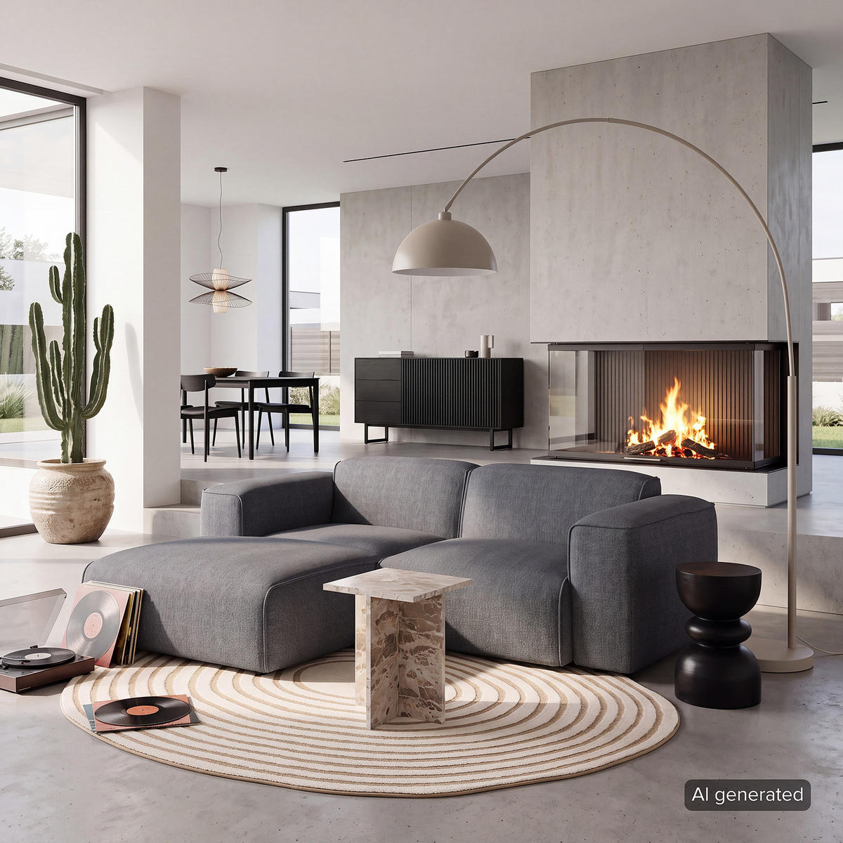ECKSOFA mit XL-Longchair - Schwarz/Grau, Kunststoff/Textil (260/171cm) - home24