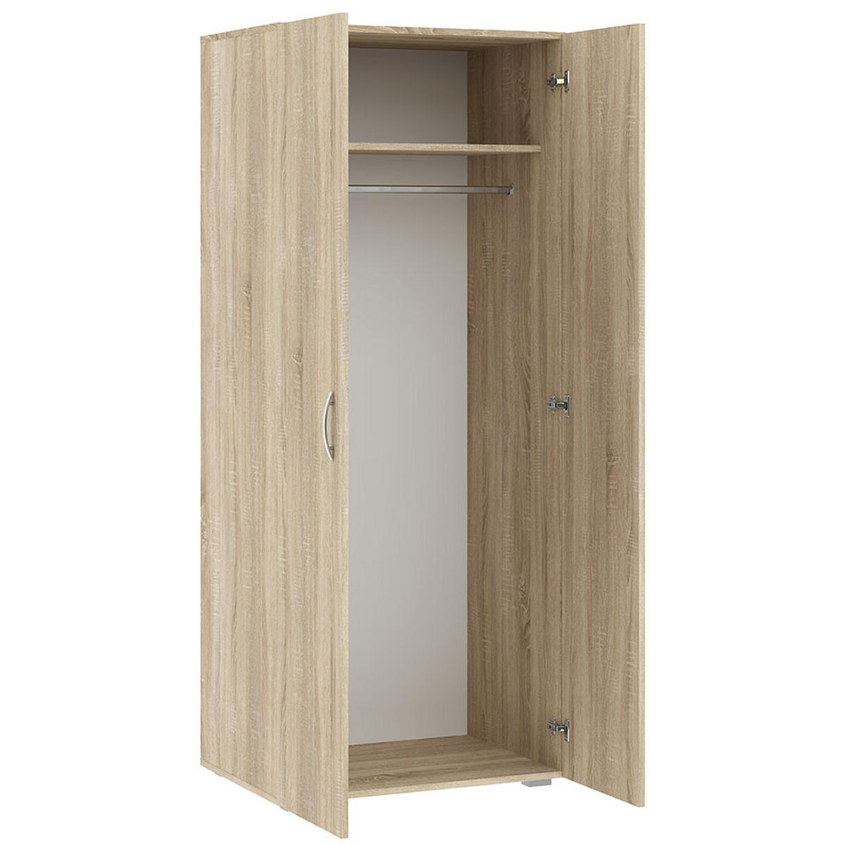 KLEIDERSCHRANK Basic Eiche Sonoma 74 / 52 / 179 cm - Silberfarben/Sonoma Eiche, Holz/Holzwerkstoff (74/179/52cm) - Feldmann-Wohnen