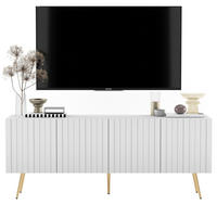 TV-SCHRANK Elpis Weiß Matt mit goldenen Metallbeine Glamour 150 cm - Goldfarben/Weiß, Holzwerkstoff/Metall (150/60.5/36.5cm) - Meble Lindner