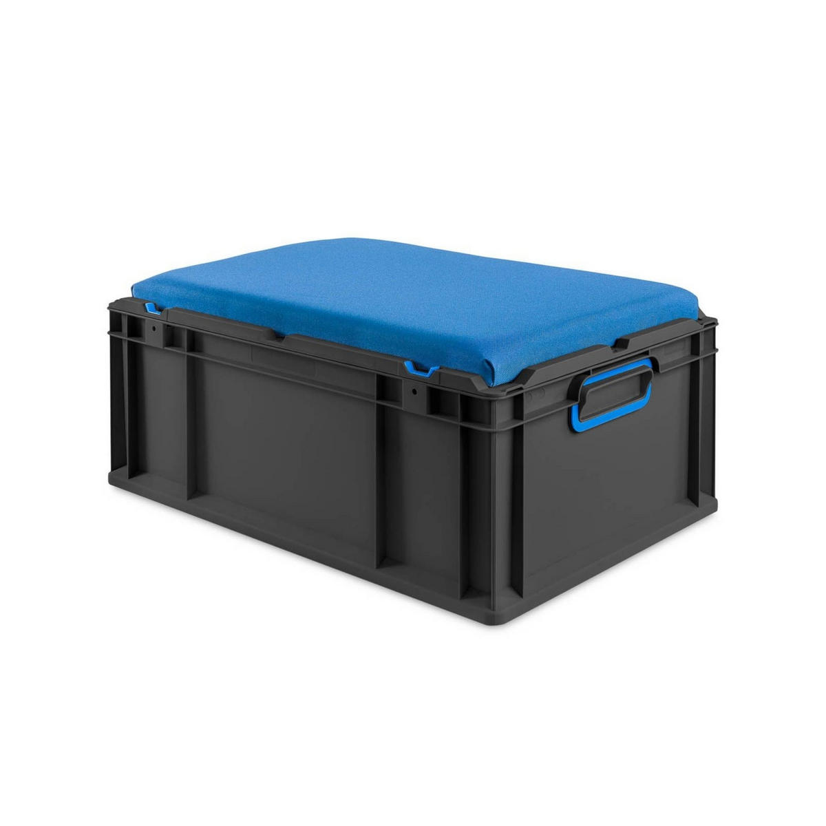 EUROBOX NextGen Seat Box Blau, HxBxT 26,5x40x60cm, 44 Liter, Griffe geschlossen, Schwarz - Schwarz, Kunststoff (40/26.5/60cm) - PROREGAL