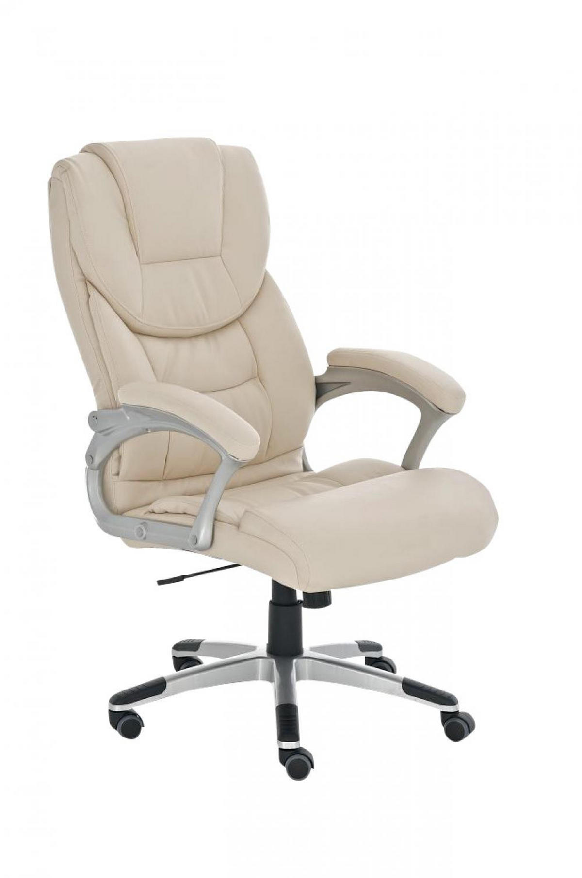 CHEFSESSEL Lederlook creme - Creme/Grau, Kunststoff/Textil (72/115/52cm) - CLP