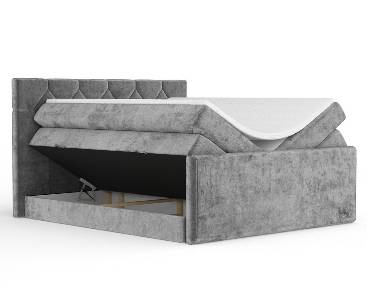 BOXSPRINGBETT Toma Grau 200/200 cm - Schwarz/Grau, Holz/Holzwerkstoff (200/200cm) - Maison de Reve